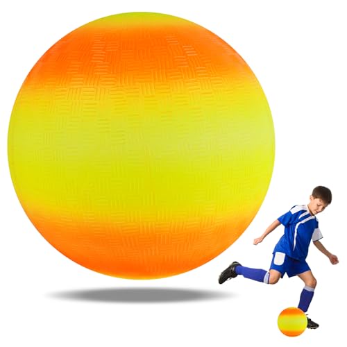OSDUE Bouncy Kickball, PVC Regenbogen Ball Kinder Spielball Mehrfarbig Gelb-Orange Spielplatzball Kinderball für Kinder Softball Drinnen und Draußen - ohne luftpumpe geliefert Wird (8,6 Zoll) von OSDUE
