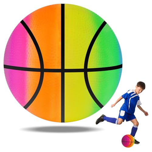OSDUE Bouncy Kickball, PVC Regenbogen Ball Kinder Spielball Mehrfarbig Rainbow Basketball Kinderball für Kinder Softball Drinnen und Draußen - ohne luftpumpe geliefert Wird (8,6 Zoll) von OSDUE