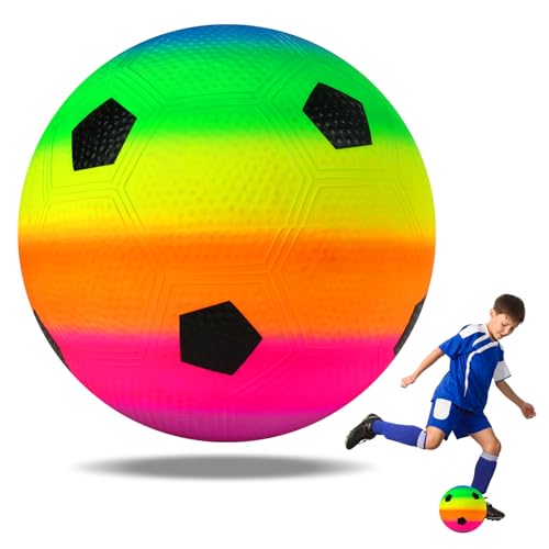 OSDUE Bouncy Kickball, PVC Regenbogen Ball Kinder Spielball Mehrfarbig Rainbow Fußball Kinderball für Kinder Softball Drinnen und Draußen - ohne luftpumpe geliefert Wird (8,6 Zoll) von OSDUE