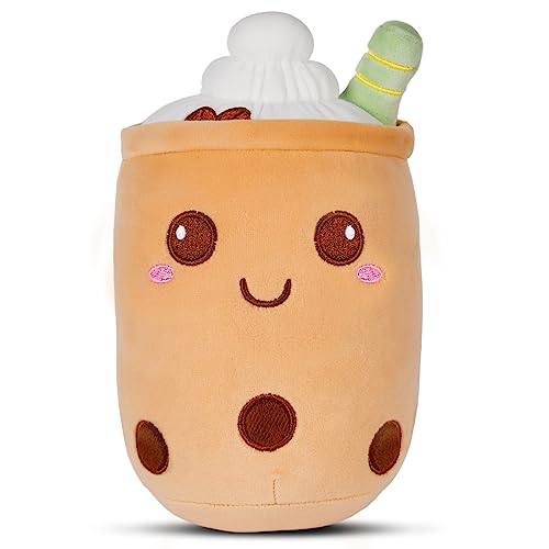 OSDUE Bubble Tea Kuscheltier, 24CM Boba Kuscheltier Milchtee Teetasse Kissen, Bubble Tea Kissen, Bubble Pearl Milk Tea Kuschelkissen Geburtstagsgeschenk Für Kinder Mädchen, Muttertagsgeschenk für Mama von OSDUE