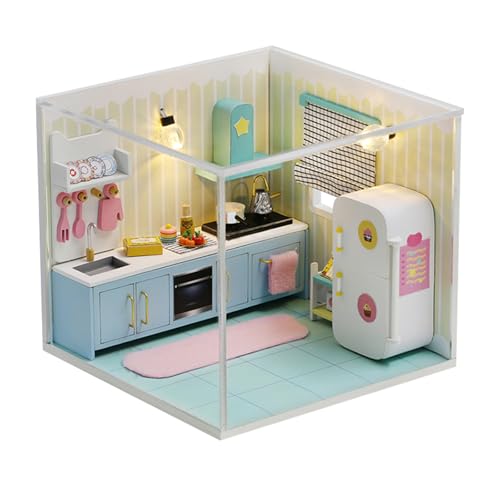 OSDUE DIY Miniatur Puppenhaus Kits, 3D Puzzle Haus Modellbausätze, Puppenhaus Miniatur mit Möbeln, DIY hölzernes Puppenhaus Kit, Basteln Bastelset Geschenke für Erwachsene und Kinder, Mini Küche OSDUE DIY Miniatur Puppenhaus Kits, 3D Puzzle Haus Modellbausätze, Puppenhaus Miniatur mit Möbeln, DIY hölzernes Puppenhaus Kit, Basteln Bastelset Geschenke für Erwachsene und Kinder, Mini Küche von OSDUE