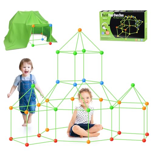 OSDUE DIY Zelt Spielzeug, 156 Stück Kids Fort Building Kits, DIY Fort Konstruktions Spielzeug, Play Tent, Spiel Zelt, Kinder Outdoor Spielzeug, Höhle Bauen Kinder Bauspielzeug für Mädchen Jungen von OSDUE