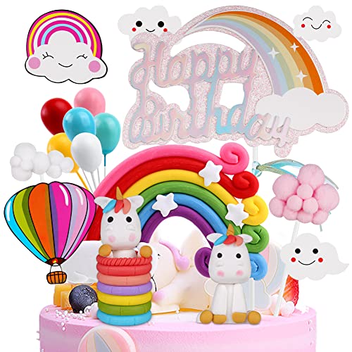 OSDUE Einhorn Tortendeko Geburtstag, Einhorn Kuchendeko, Macaron Kuchen Deko, Happy Birthday Tortendeko, Kuchen Topper Einhorn, Regenbogen, Happy Birthday, Wolke, Ballon für Kinder Mädchen Junge OSDUE Einhorn Tortendeko Geburtstag, Einhorn Kuchendeko, Macaron Kuchen Deko, Happy Birthday Tortendeko, Kuchen Topper Einhorn, Regenbogen, Happy Birthday, Wolke, Ballon für Kinder Mädchen Junge von OSDUE