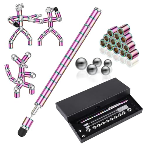 OSDUE Fidget Pen, Magnetischer Kugelschreiber Magnet Stift Stressabbau Druckkugelschreiber Lustig Multifunktions Magnetstift Coole Sachen für Teenager Mädchen Junge Geschenke (Bunt A) von OSDUE