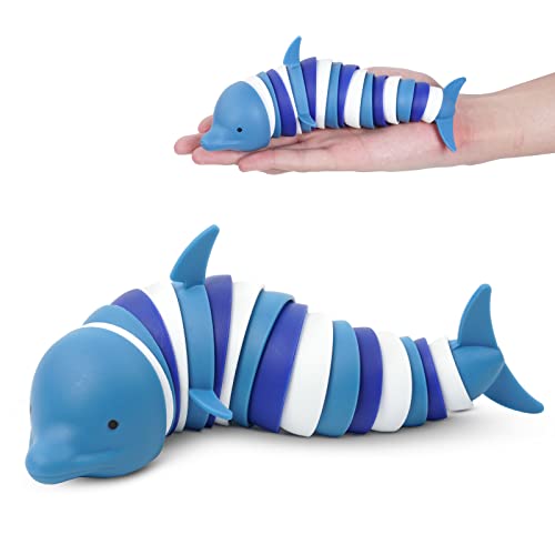 OSDUE Fidgets Slug Spielzeug, 3D Fidget Slugs Toys, Sensorisches Spielzeug, Flexible Kreatives Delfinspielzeug für Erwachsene, Kinder, Autisten (Delfin) von OSDUE