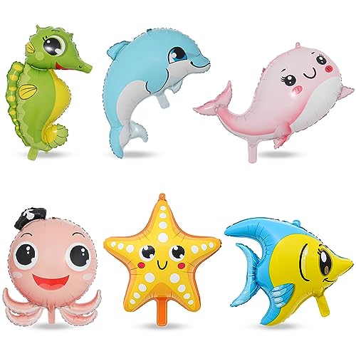 OSDUE Folienballon Meerestiere, 6 Stück Luftballons Tiere, Tierkopf Riesenballon, Kinder Geburtstag Party Deko Seepferdchen, Rosawal, Seestern, Tropischer Fisch, Delfin, Oktopus OSDUE Folienballon Meerestiere, 6 Stück Luftballons Tiere, Tierkopf Riesenballon, Kinder Geburtstag Party Deko Seepferdchen, Rosawal, Seestern, Tropischer Fisch, Delfin, Oktopus von OSDUE