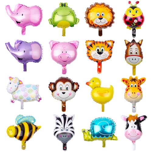 OSDUE Folienballon Waldtiere, 16 Stück Luftballons Tiere, Tierkopf Riesenballon, Kinder Geburtstag Party Deko Elefantenbaby, Löwenbaby, Tigerbaby, Giraffe, Kuh, Affe, Zebra, Lamm, Frosch, Ente OSDUE Folienballon Waldtiere, 16 Stück Luftballons Tiere, Tierkopf Riesenballon, Kinder Geburtstag Party Deko Elefantenbaby, Löwenbaby, Tigerbaby, Giraffe, Kuh, Affe, Zebra, Lamm, Frosch, Ente von OSDUE