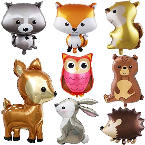 OSDUE Folienballon Waldtiere, 8 Stück Luftballons Tiere, Tierkopf Riesenballon, Kinder Geburtstag Party Deko Lgel, Fuchs, Waschbär, Eichhörnchen, Dschungelbär, Dschungelhirsch, Dschungelhase, Eule OSDUE Folienballon Waldtiere, 8 Stück Luftballons Tiere, Tierkopf Riesenballon, Kinder Geburtstag Party Deko Lgel, Fuchs, Waschbär, Eichhörnchen, Dschungelbär, Dschungelhirsch, Dschungelhase, Eule von OSDUE