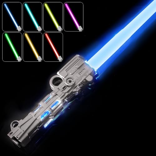 OSDUE Lichtschwert für Kinder, RGB 7 Farben LED Laserschwert, Laser Sword mit Beleuchtung & Sound, Elektronisches Spielzeug-Lichtschwert für Halloween Verkleidung, Silvester-Partyzubehör, Silber OSDUE Lichtschwert für Kinder, RGB 7 Farben LED Laserschwert, Laser Sword mit Beleuchtung & Sound, Elektronisches Spielzeug-Lichtschwert für Halloween Verkleidung, Silvester-Partyzubehör, Silber von OSDUE