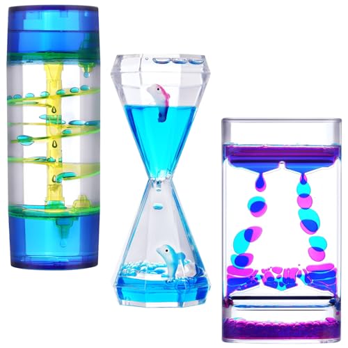 OSDUE Liquid Motion Timer, 3 Stück Timer Sanduhren Flüssig Tropfen Liquid Motion Bubble Time Sanduhr Tropfen Sanduhr Flüssig Stressreduzierung Spielzeug für Kinder & Erwachsene von OSDUE