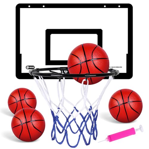 OSDUE Mini Basketballkorb Set, Basketballkorb Indoor für Kinder, Basketball Korb im Zimmer Wandmontage Mit 4 Balls, Basketballkörbe tür Set für Jungen Mädchen Outdoor Indoor, Geschenk zum Kindertag OSDUE Mini Basketballkorb Set, Basketballkorb Indoor für Kinder, Basketball Korb im Zimmer Wandmontage Mit 4 Balls, Basketballkörbe tür Set für Jungen Mädchen Outdoor Indoor, Geschenk zum Kindertag von OSDUE