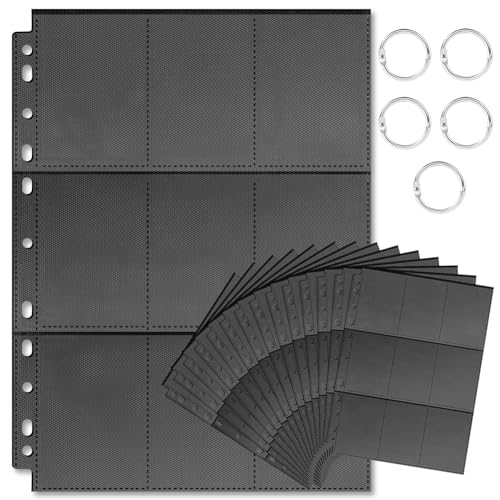 OSDUE Sammelkarten Hüllen,540 Pockets Sammelkarten Kartenhüllen, Schwarz Sammelhüllen, 30 Seiten Doppelseitiges Leere Sammelmappe, Schwarz Sammelkartenzubehör für Eine Vielzahl von Ringbüchern von OSDUE