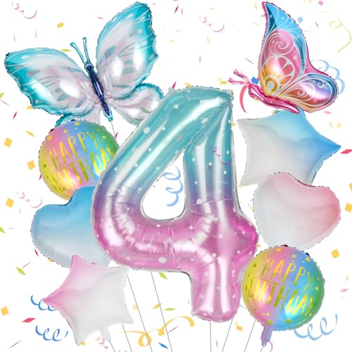OSDUE Schmetterling Folienballon 4., Großer Schmetterlingsballons, Bunt Schmetterlinge Geburtstagsdeko 4 Jahre Mädchen, Zahl 4 Luftballon Rosa, 4. Kinder Mädchen Geburtstag Schmetterling Themen Party OSDUE Schmetterling Folienballon 4., Großer Schmetterlingsballons, Bunt Schmetterlinge Geburtstagsdeko 4 Jahre Mädchen, Zahl 4 Luftballon Rosa, 4. Kinder Mädchen Geburtstag Schmetterling Themen Party von OSDUE