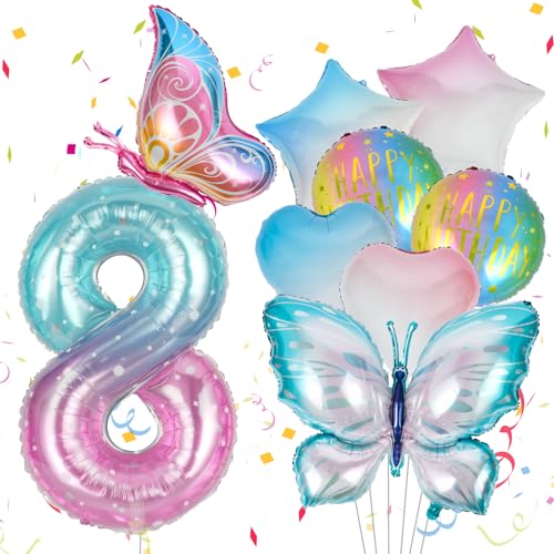 OSDUE Schmetterling Folienballon 8., Großer Schmetterlingsballons, Bunt Schmetterlinge Geburtstagsdeko 8 Jahre Mädchen, Zahl 8 Luftballon Rosa, 8. Kinder Mädchen Geburtstag Schmetterling Themen Party OSDUE Schmetterling Folienballon 8., Großer Schmetterlingsballons, Bunt Schmetterlinge Geburtstagsdeko 8 Jahre Mädchen, Zahl 8 Luftballon Rosa, 8. Kinder Mädchen Geburtstag Schmetterling Themen Party von OSDUE