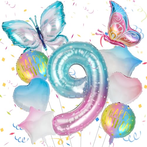 OSDUE Schmetterling Folienballon 9., Großer Schmetterlingsballons, Bunt Schmetterlinge Geburtstagsdeko 9 Jahre Mädchen, Zahl 9 Luftballon Rosa, 9. Kinder Mädchen Geburtstag Schmetterling Themen Party OSDUE Schmetterling Folienballon 9., Großer Schmetterlingsballons, Bunt Schmetterlinge Geburtstagsdeko 9 Jahre Mädchen, Zahl 9 Luftballon Rosa, 9. Kinder Mädchen Geburtstag Schmetterling Themen Party von OSDUE