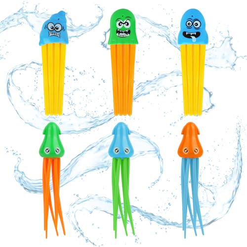 OSDUE Tauchspielzeug Kinder, 6 Pcs Pool Spielzeug Kinder Quallen Oktopus Tauchspielzeug, Unterwasser Spielzeug Schwimmspielzeug für Tauchtraining Poolparty Schwimmbad OSDUE Tauchspielzeug Kinder, 6 Pcs Pool Spielzeug Kinder Quallen Oktopus Tauchspielzeug, Unterwasser Spielzeug Schwimmspielzeug für Tauchtraining Poolparty Schwimmbad von OSDUE