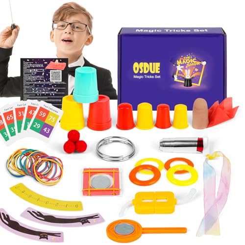 OSDUE Zauberkasten für Kinder, 12 Pcs Anfänger Zaubertricks Set, Magische Spielzeuge mit Zauberstab & Handbuch, Neuheit Magie Requisiten Zauber Tricks Geburtstag Geschenk für Magier Junge Mädchen OSDUE Zauberkasten für Kinder, 12 Pcs Anfänger Zaubertricks Set, Magische Spielzeuge mit Zauberstab & Handbuch, Neuheit Magie Requisiten Zauber Tricks Geburtstag Geschenk für Magier Junge Mädchen von OSDUE