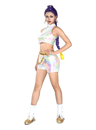 OSIAS Damen Rumi Cosplay Kostüm Weißes Bühnenoutfit mit faszinierendem Laser-Design (M) von OSIAS