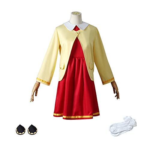 OSIAS Spy Family Anya Cosplay Outfit Anya Forger Kostüm Gelb Rot Kleid(XXL) von OSIAS