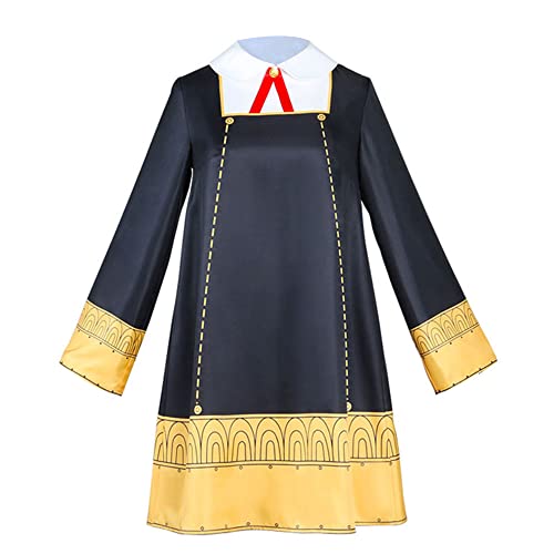 OSIAS Spy Family Anya Cosplay Outfit Anya Forger Kostüm Schwarzes Gold Kleid(XL) von OSIAS