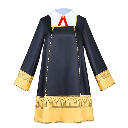 OSIAS Spy Family Anya Cosplay Outfit Anya Forger Kostüm Schwarzes Gold Kleid(XXL) von OSIAS