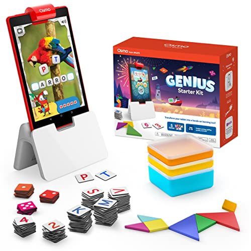 Osmo - Genius Starter Kit für Fire-Tablet - 5 Lernspiele - 6-10 Jahre - Mathematik, Rechtschreibung, Kunst, Kreativität und Physik (inkl. Osmo Basis für Fire-Tablet) - ins Deutsche übersetzt von OSMO