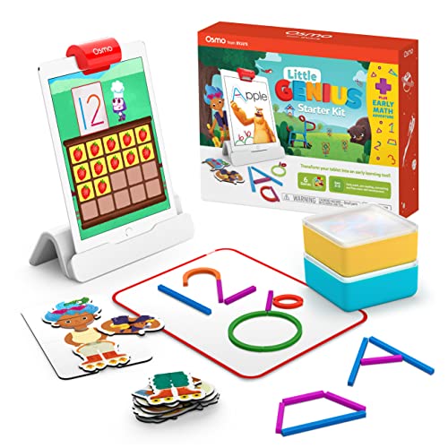 Osmo - Little Genius Starter-Set für iPad + frühes mathematisches Abenteuer – 6 Lernspiele – Alter 3–5 Jahre – Zählen, Formen, Phonik und Kreativität (Osmo iPad-Basis im Lieferumfang enthalten) von OSMO