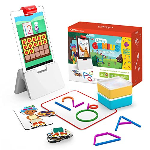 Osmo 901-00034 Animals Little Genius Starter-Set Mathematikabenteuer, Geeignet für Kinder ab 3 bis 5 Jahren, Counting, Shapes & Phonics Stem Toy Fire Tablet Base Included, 6 Games/Plus Kit von OSMO