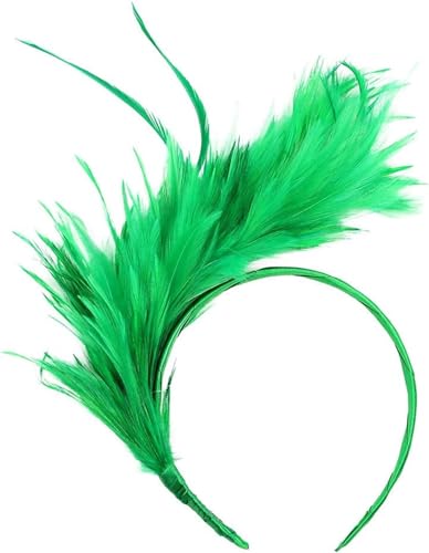 OSMOR 1920s Stirnband Feder Stirnband Retro Haarband 20er Stil Haarband Karneval Kopfschmuck Haarreif Fascinator Stirnbänder Damen Gatsby Cocktail Party Fascinator Fasching Kostüm Accessoires (Grün) von OSMOR