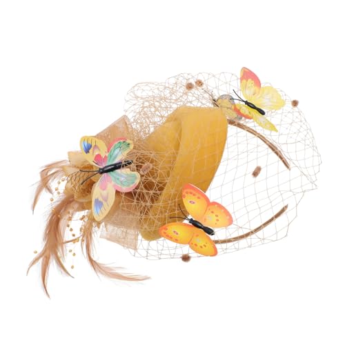 OSOLADY 1 Stück Stylisches Netz Gauze Braut Haarschmuck mit Goldener Farbe Stirnband für Hochzeiten Partys und Bühnenaufführungen Einzigartiges und Auffälliges Accessoire von OSOLADY