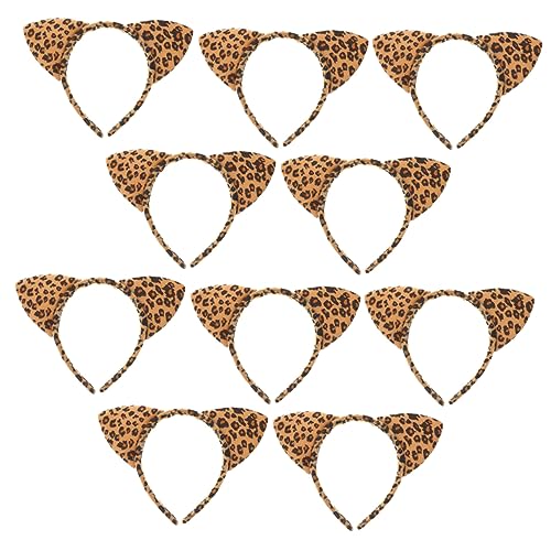 OSOLADY 10Stücke Leopardenmuster Katzenohren Stirnband Cosplay Kostümzubehör Leicht Bequem für Halloween und Mottopartys Langlebig OSOLADY 10Stücke Leopardenmuster Katzenohren Stirnband Cosplay Kostümzubehör Leicht Bequem für Halloween und Mottopartys Langlebig von OSOLADY