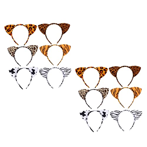 OSOLADY 12Stücke Teiliges Tier Haarband mit Katzenohren Leoparden und Tigerdesigns Kostümbeschreibung für Karneval Mottopartys und Cosplay für Erwachsene von OSOLADY