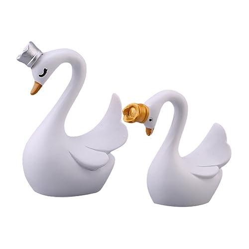 OSOLADY 2 Stück Schwäne Cake Topper mit Krone Kuchen Dekoration für Geburtstagsfeiern Hochzeiten und Besondere Anlässe Langlebig und Wiederverwendbar von OSOLADY