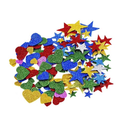 OSOLADY 2er Pack Glitzernde Stern und Herzaufkleber Selbstklebend für DIY Wand und Decken Dekoration Scrapbooking Bastelprojekte von OSOLADY