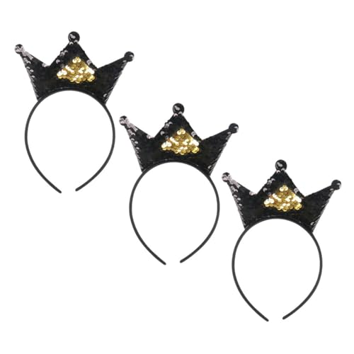 OSOLADY 3 Stück Teiliges Schwarz mit Pailletten Haarkrone Haarband für Glitzer Haarschmuck Partys Geburtstage und Festlichkeiten von OSOLADY