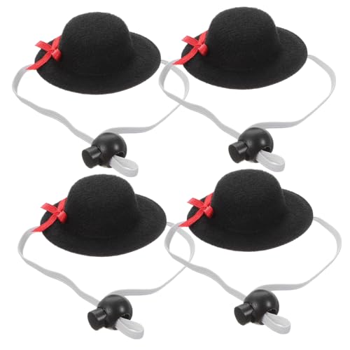 OSOLADY 4 Stück Teiliges Mini Pet Hut aus Schwarzem Filz Elastische Mini Doll Hüte für Party Weinflaschen Deko Puppenhaus Ornamente Vielseitige Bastel und Foto Requisiten von OSOLADY