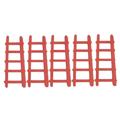OSOLADY 5Stücke Miniatur Trittleiter Für Puppenhaus Rote DIY Leiter Zubehör Für Mikro Landschaftsdekoration Für Miniatur Garten Und Puppenhaus Projekte von OSOLADY