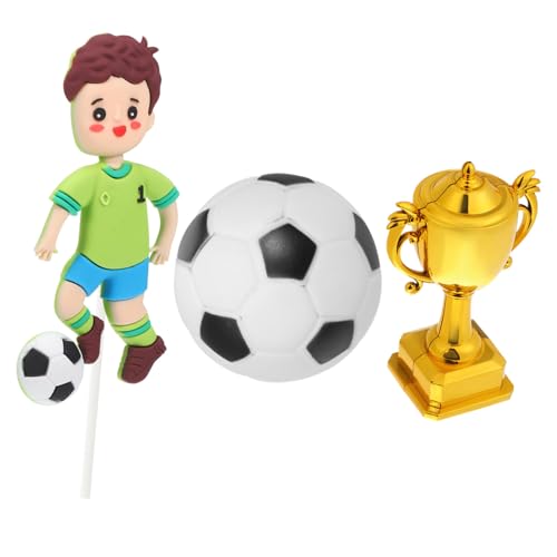 OSOLADY Teiliges Fußball Geburtstag Kuchen Dekoration Langlebige Wiederverwendbare Sports Cake Topper mit Farbechten Fußball und Pokal Designs Vielseitig Anpassbar für von OSOLADY