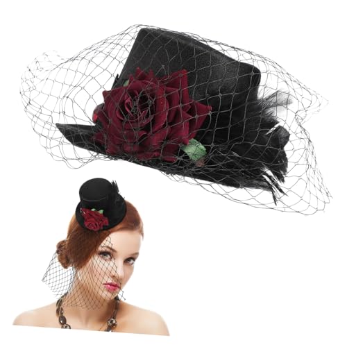 OSOLADY Vintage Stil Hut mit Roter Eleganter Haarschmuck für Damen und Herren für Halloween Partys und Feierlichkeiten Leicht und Bequem zu Haarnadel OSOLADY Vintage Stil Hut mit Roter Eleganter Haarschmuck für Damen und Herren für Halloween Partys und Feierlichkeiten Leicht und Bequem zu Haarnadel von OSOLADY