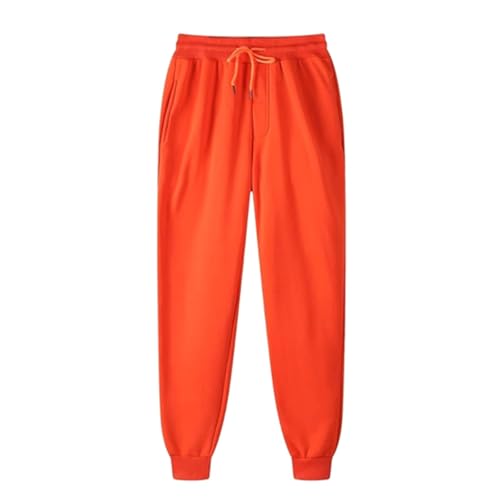 Damen-Jogginghose aus Fleece, Haremshose mit Taschen, konisches Bein, ideal zum Laufen, Workout, Freizeit- und Loungekleidung, bequeme Trainingshose (09 Orange, XL) von OSRDFV
