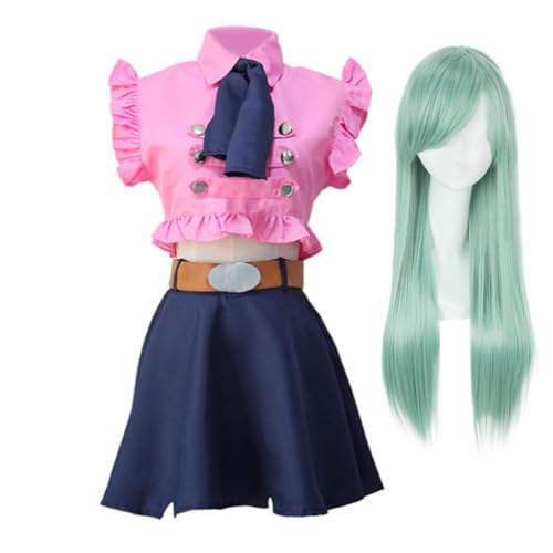 Elizabeth Liones Cosplay Damen Kostüm mit Perücke Set - The Seven Deadly Sins Wrath of the Gods Rollenspiel Halloween Anime Karnevalsparty Outfit für Mädchen (Elizabeth Liones Cosplay, L) von OSRDFV