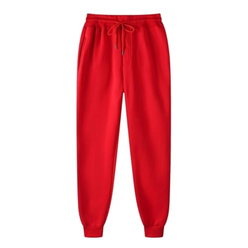 OSRDFV Damen Fleece-Jogginghose UK – Harems-Jogginghose mit Taschen, konisches Bein, ideal zum Laufen, Workout, Freizeit- und Lounge-Kleidung, bequeme Trainingshose (09 Rot, M) von OSRDFV