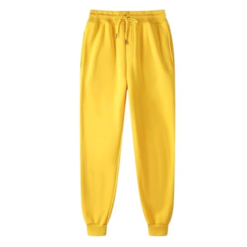 OSRDFV Damen-Jogginghose aus Fleece, Haremshose mit Taschen, konisches Bein, ideal zum Laufen, Workout, Freizeit- und Loungekleidung, bequeme Trainingshose (09 Gelb, 3XL) von OSRDFV
