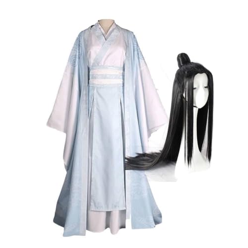 OSRDFV Mo Dao Zu Shi Cosplay Kostüm Lan Wang Ji Ancient Hanfu Kostüm mit Perücke Traditionelles Han Chinesisches Kleid Komplettset Halloween Outfits (Lan Wang Ji Cosplay-kostüm, L) von OSRDFV