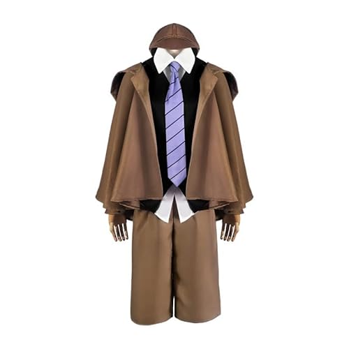 Ranpo Edogawa Cosplay Kostüm Windbreaker Outfit Komplettes Set Bungo Stray Hunde Cosplay Uniform Anzüge für Halloween Party (Ranpo Edogawa, L) von OSRDFV