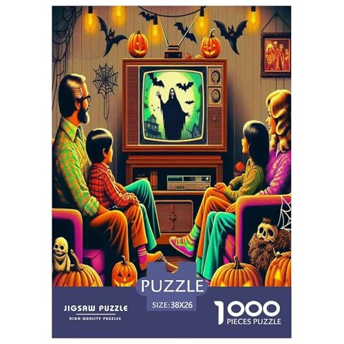 Halloween Puzzle Kürbiskopf 1000 Teiles Klassische Puzzlespiele Für Erwachsene Teens Kinder 1000 Teile Feiertags- Und Reisegeschenke 38x26cm/1000pcs von OTBSDNKZZ
