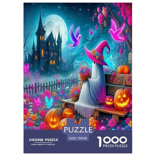 Halloween Puzzle Kürbiskopf 1000 Teiles Stress Abbauen Für Die Ganze Familie 1000 Teile Feiertags- Und Reisegeschenke 70x50cm/1000pcs von OTBSDNKZZ