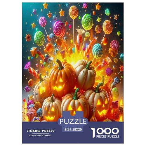Halloween Puzzle Kürbiskopf 1000 Teiles Stress Abbauen Für Erwachsene Teens Kinder 1000 Teile Feiertags- Und Reisegeschenke 38x26cm/1000pcs von OTBSDNKZZ