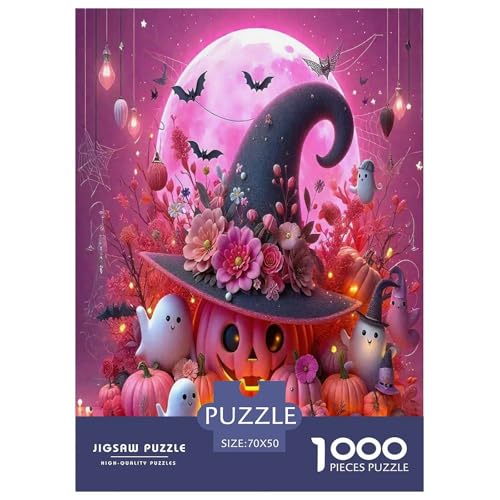 Halloween Puzzle Kürbiskopf 1000 Teiles Stress Abbauen Für Erwachsene Teens Kinder 1000 Teile Feiertags- Und Reisegeschenke 70x50cm/1000pcs von OTBSDNKZZ