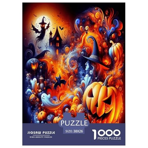 Halloween Puzzle Kürbiskopf 1000-teiliges Klassische Puzzlespiele Für Erwachsene Teens Kinder 1000 Teile Feiertags- Und Reisegeschenke 38x26cm/1000pcs von OTBSDNKZZ